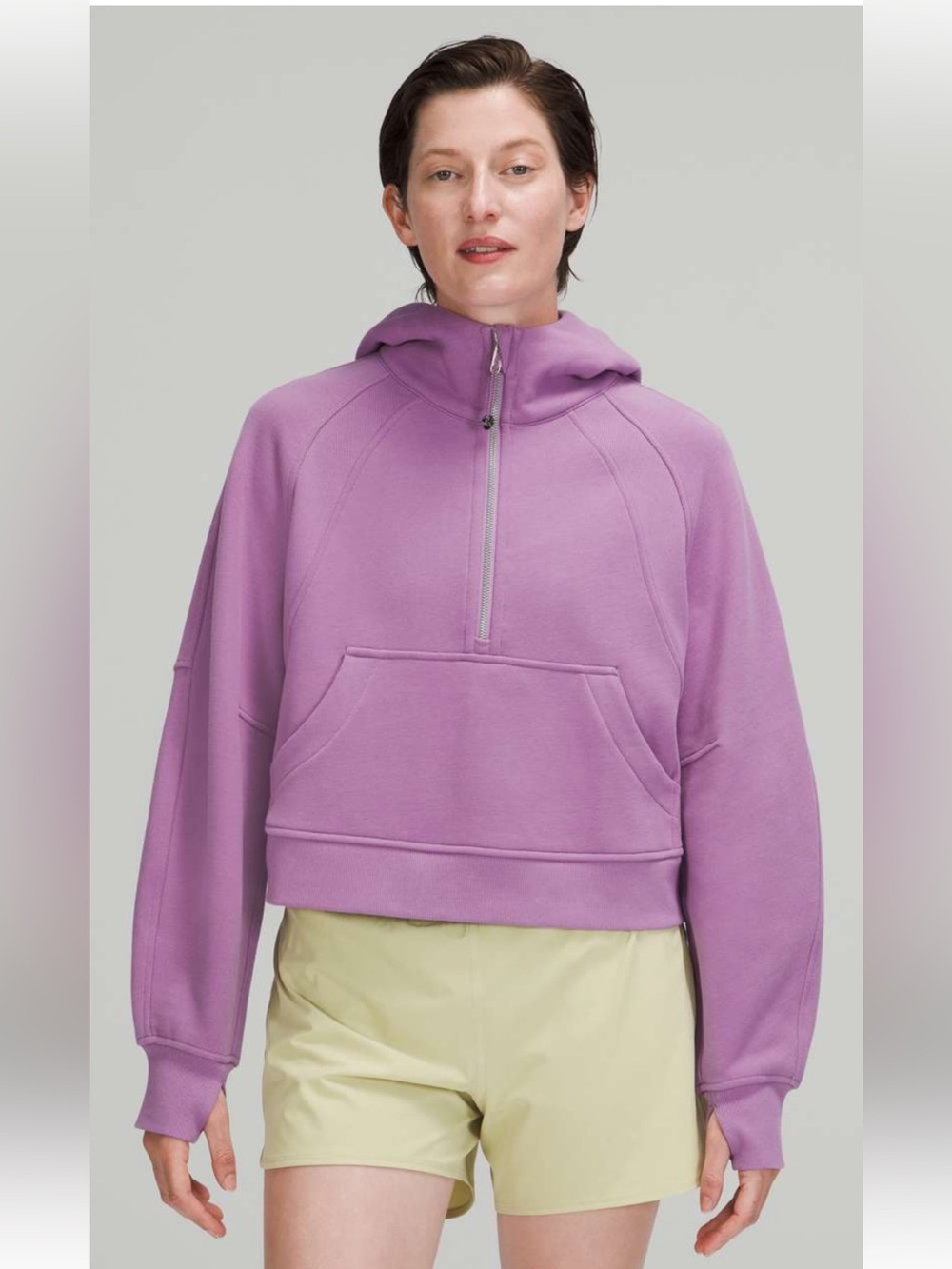 lululemon athletica Pink Scuba Half-Zip Cropped Hoodie